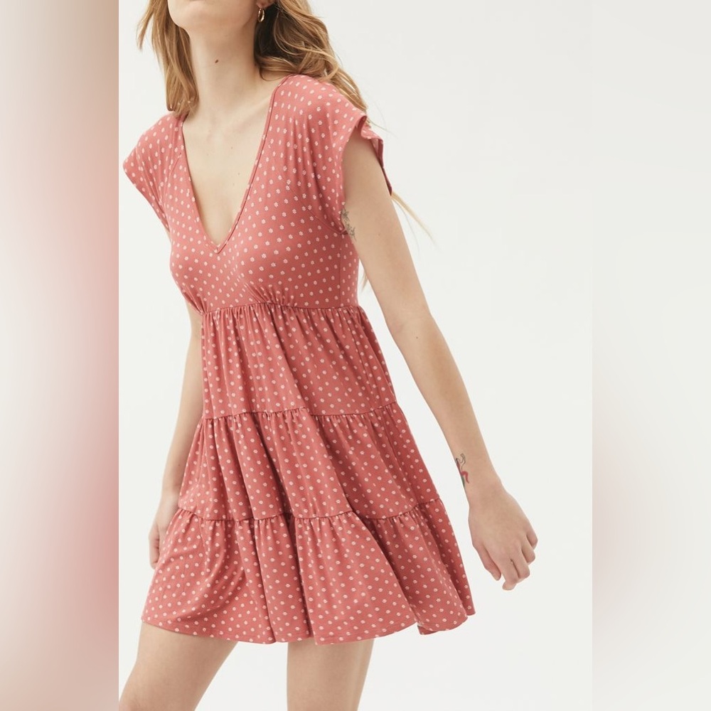 Urban Outfitters Pink Polka Dot Mini Dress sz‎ small